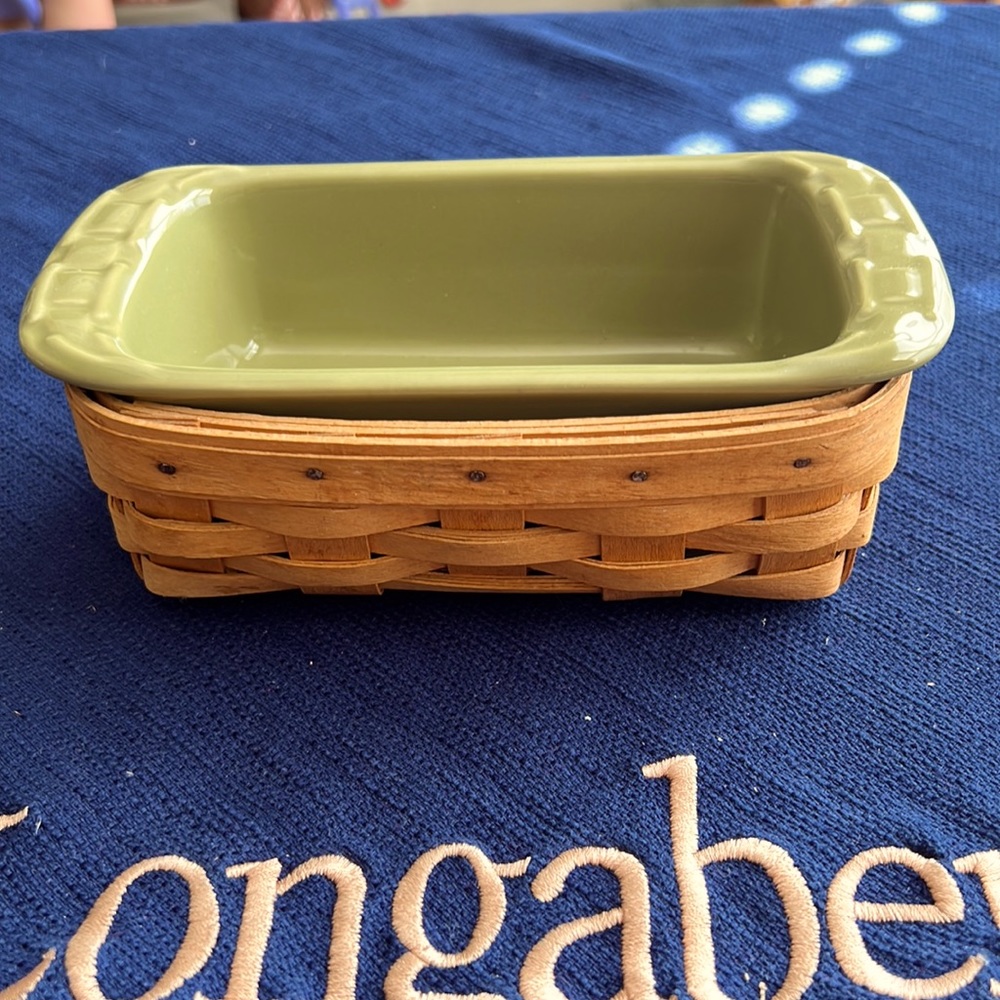 Longaberger Small Sage Loaf Dish & Basket